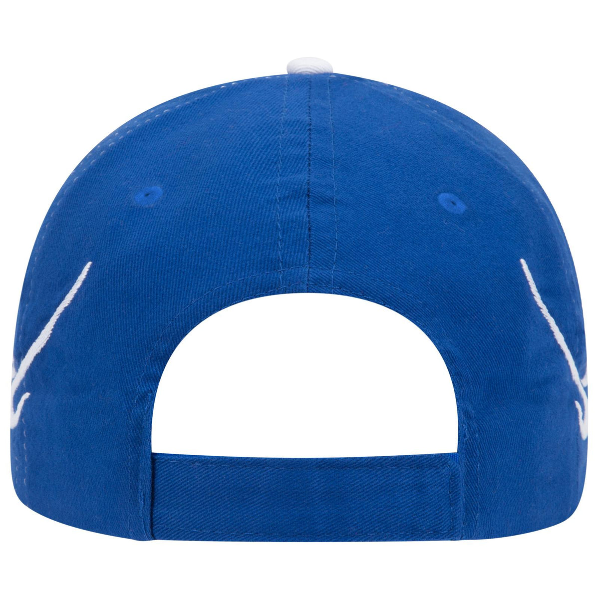 Rear View of 011616D - Ryl/Wht/Wht OTTO CAP 6 Panel Low Profile Baseball Cap