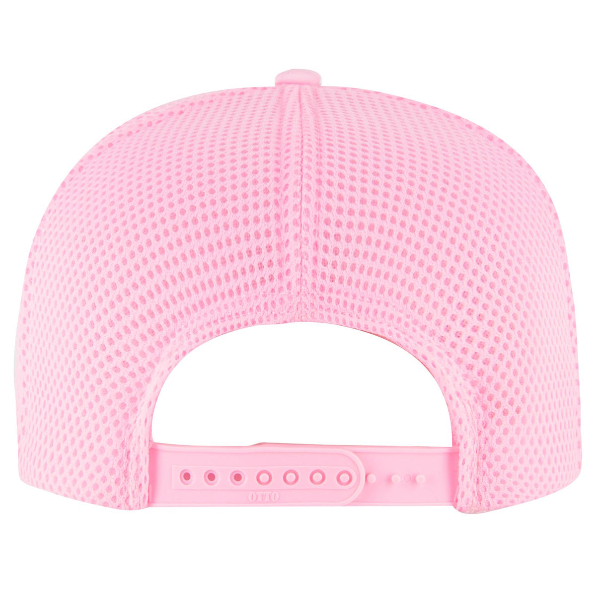 Rear View of 012 - Soft Pink OTTO CAP 5 Panel High Crown Air Mesh Back Trucker Hat
