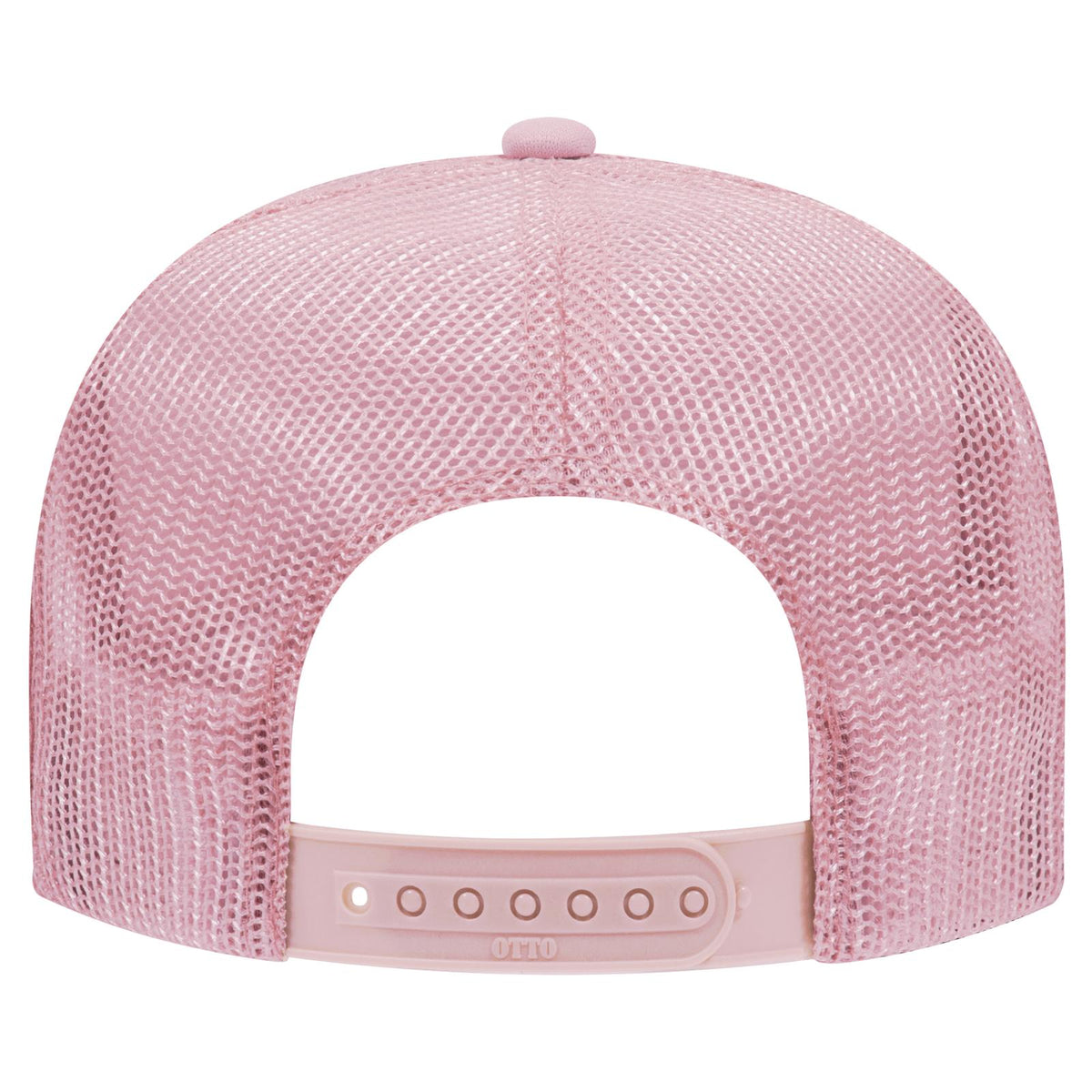 Rear View of 012 - Soft Pink OTTO CAP 5 Panel High Crown Mesh Back Trucker Hat