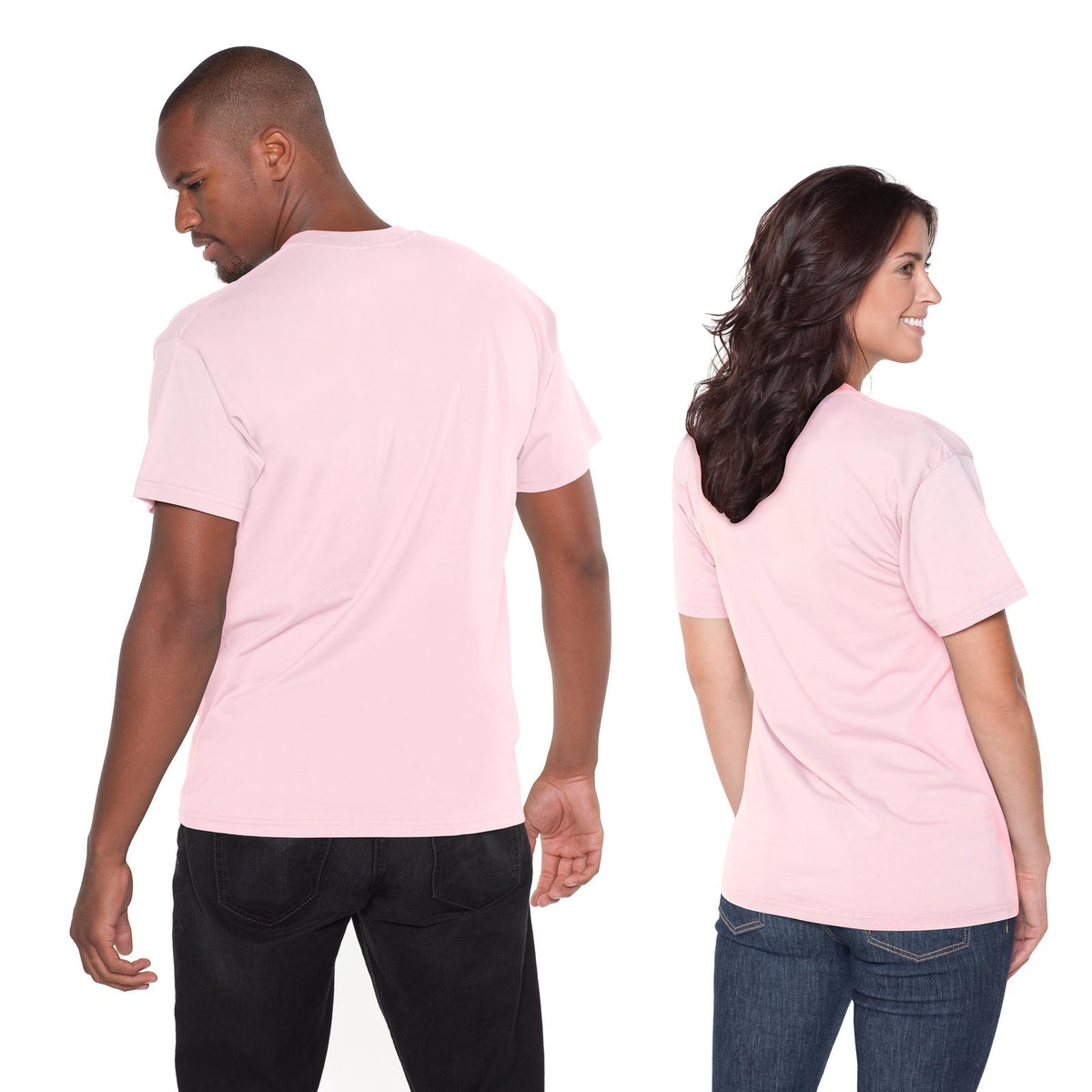Rear View of 012 - Soft Pink OTTO Unisex Heavyweight Comfy Tee T-Shirt