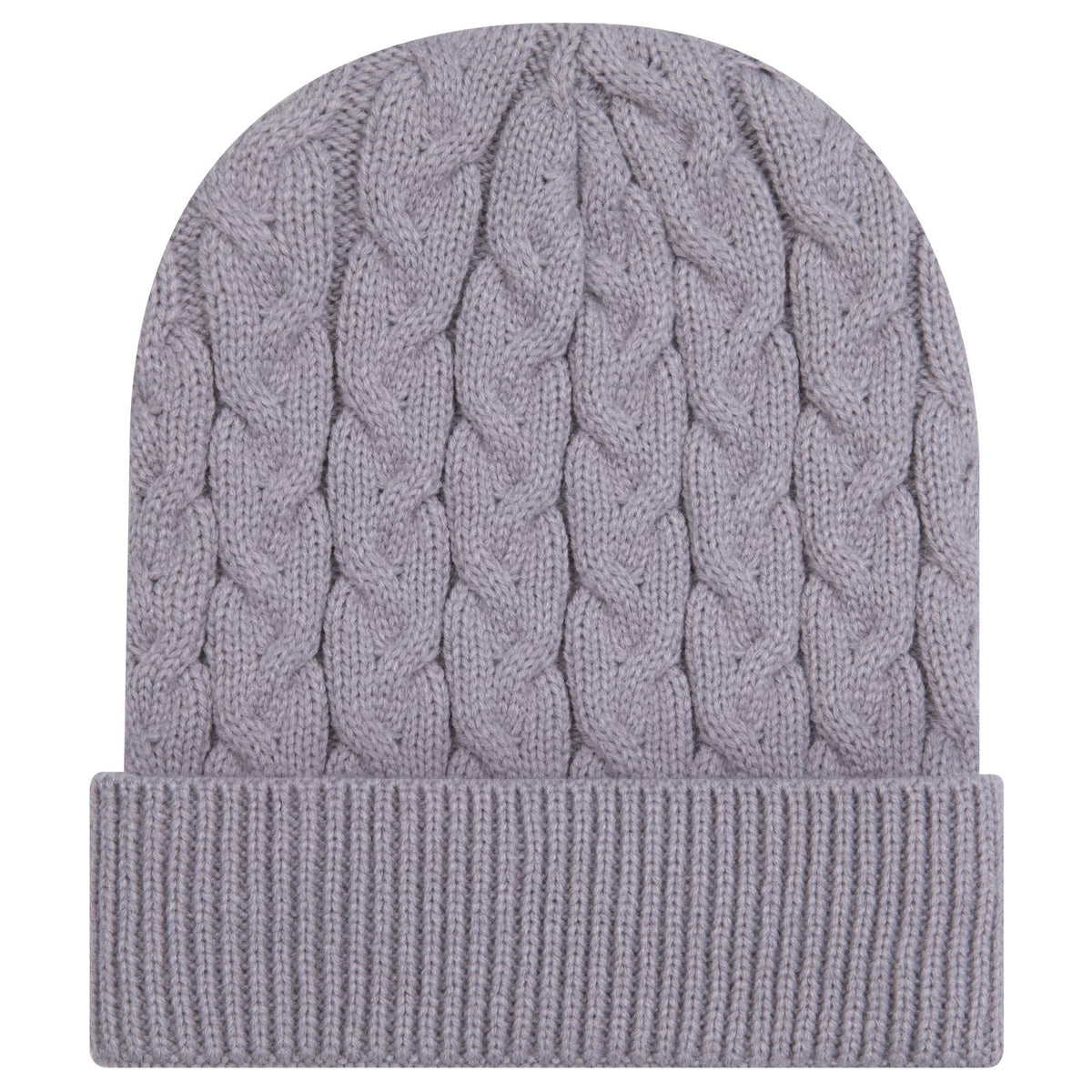 Rear View of 014 - Gray OTTO CAP 12" Cable Knit Beanie w/ Rib Knit Cuff