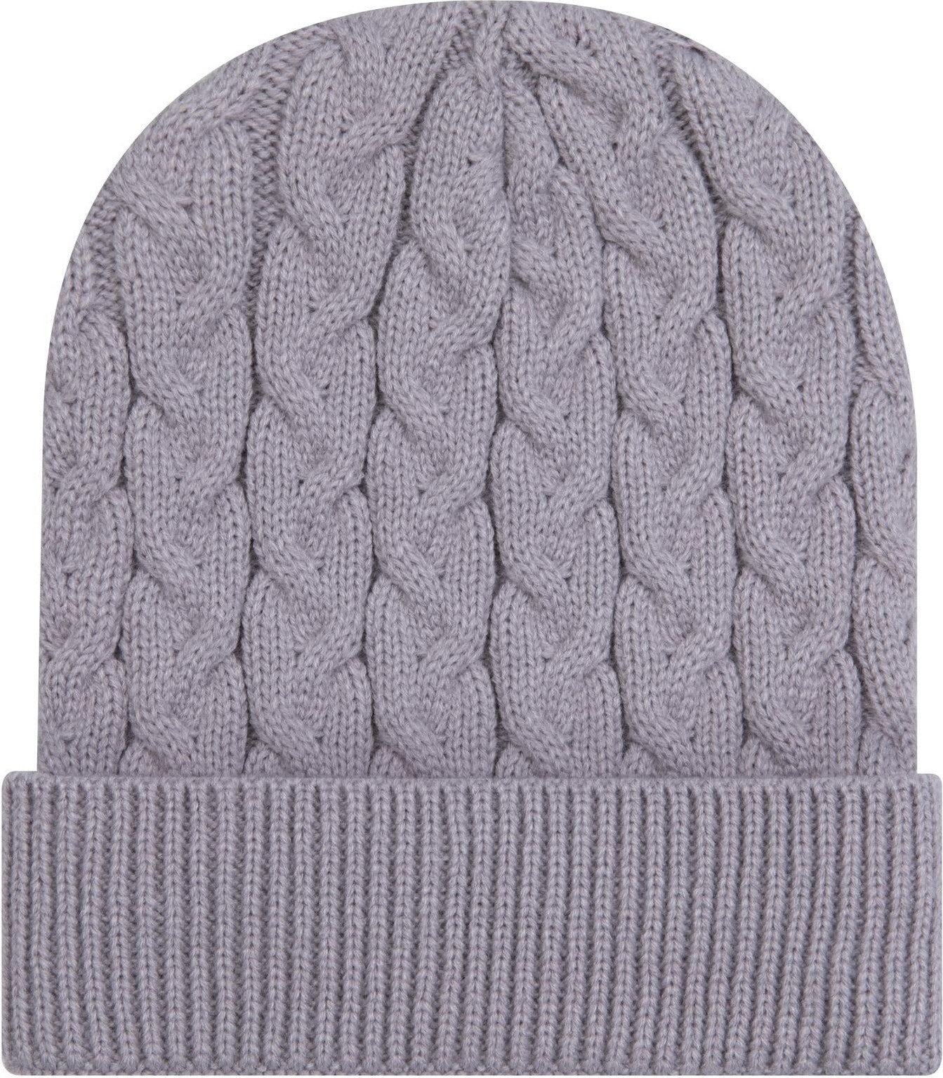 Front View of 014 - Gray OTTO CAP 12" Cable Knit Beanie w/ Rib Knit Cuff