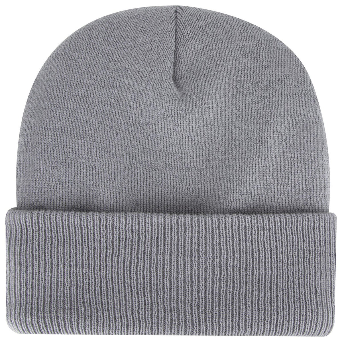 Rear View of 014 - Gray OTTO CAP 12" Classic Knit Beanie w/ Inside Fleece Lining & Rib Knit Cuff