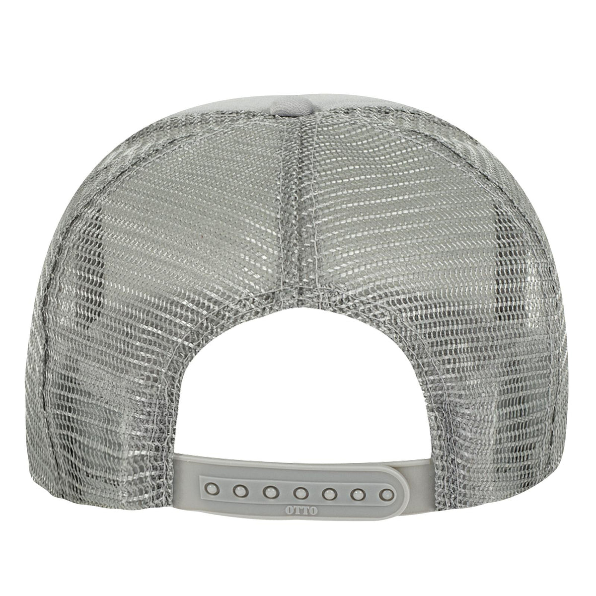 Rear View of 014 - Gray OTTO CAP 5 Panel High Crown Mesh Back Trucker Hat