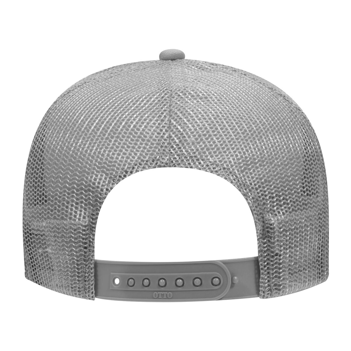 Rear View of 014 - Gray OTTO CAP 5 Panel Mid Profile Mesh Back Trucker Hat