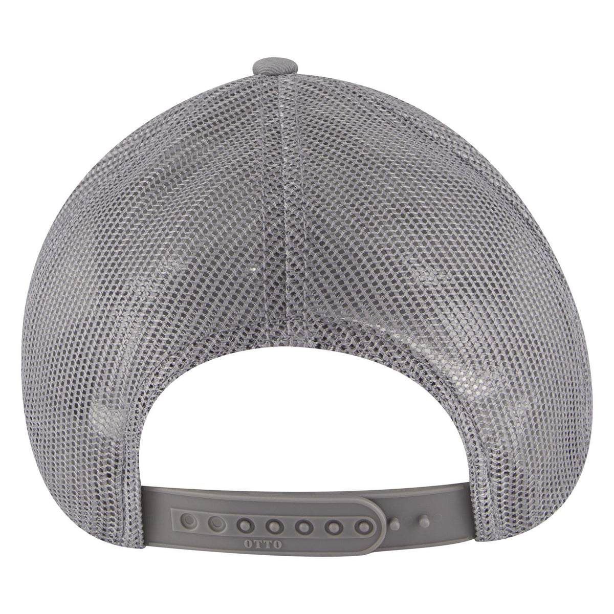 Rear View of 014A - Gray OTTO CAP 6 Panel Low Profile Mesh Back Trucker Hat