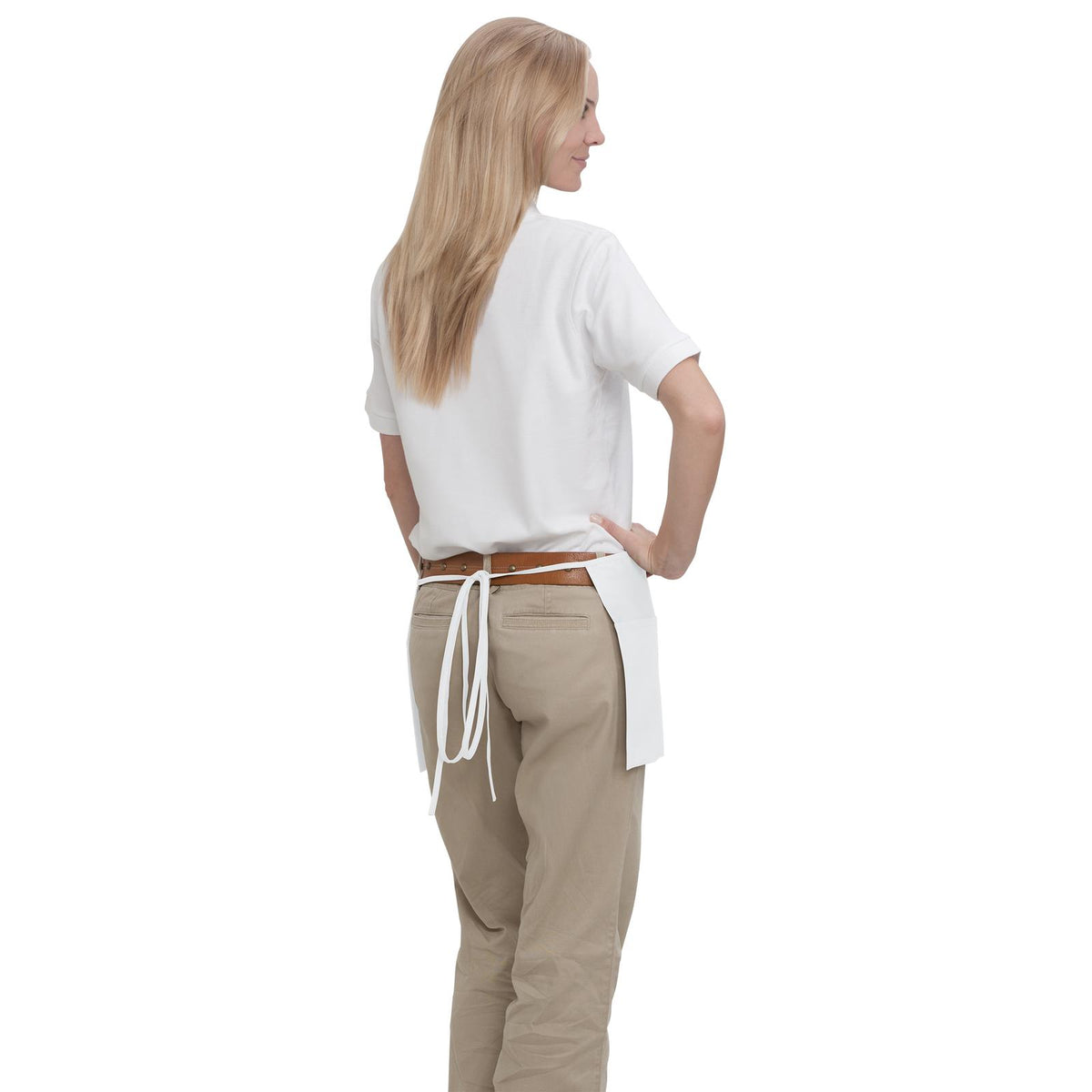 Rear View of 016 - White OTTO 3 Pocket Waist Apron