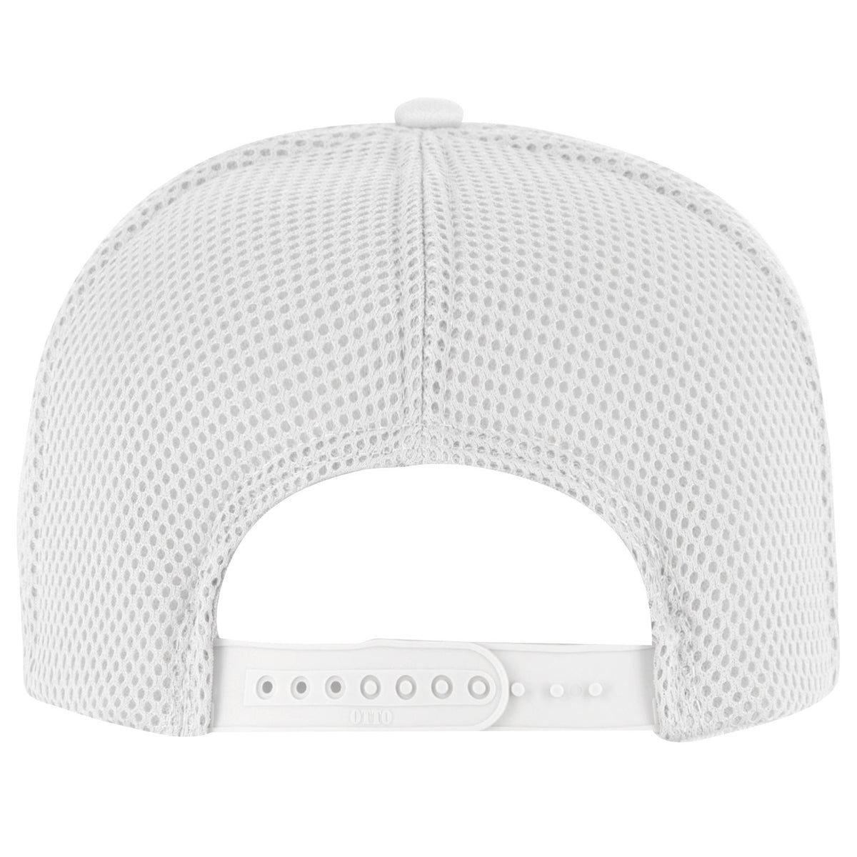Rear View of 016 - White OTTO CAP 5 Panel High Crown Air Mesh Back Trucker Hat