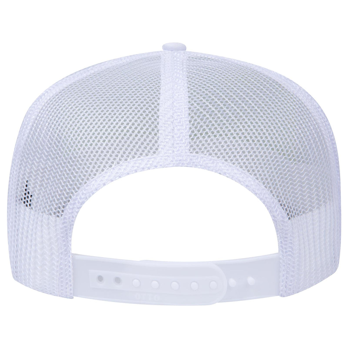 Rear View of 016 - White OTTO CAP 5 Panel High Crown Mesh Back Trucker Hat