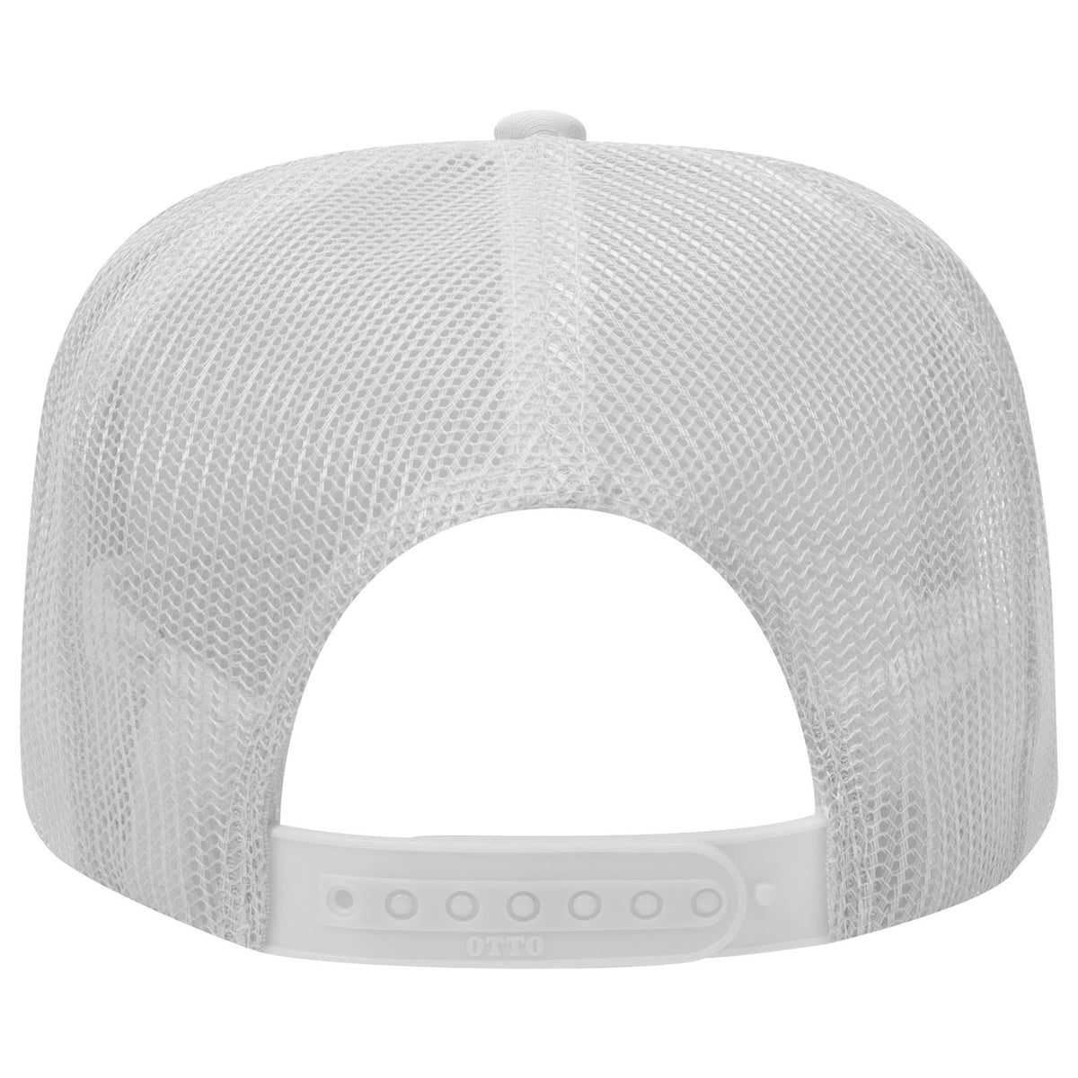 Rear View of 016 - White OTTO CAP 5 Panel High Crown Mesh Back Trucker Hat