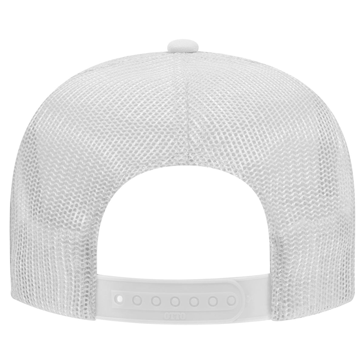 Rear View of 016 - White OTTO CAP 5 Panel High Crown Mesh Back Trucker Hat