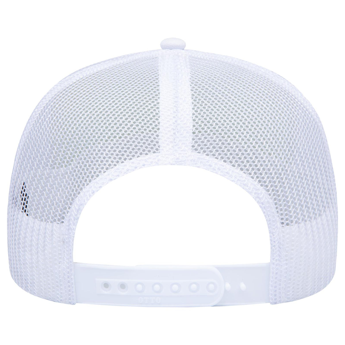 Rear View of 016 - White OTTO CAP 5 Panel Low Profile Mesh Back Trucker Hat