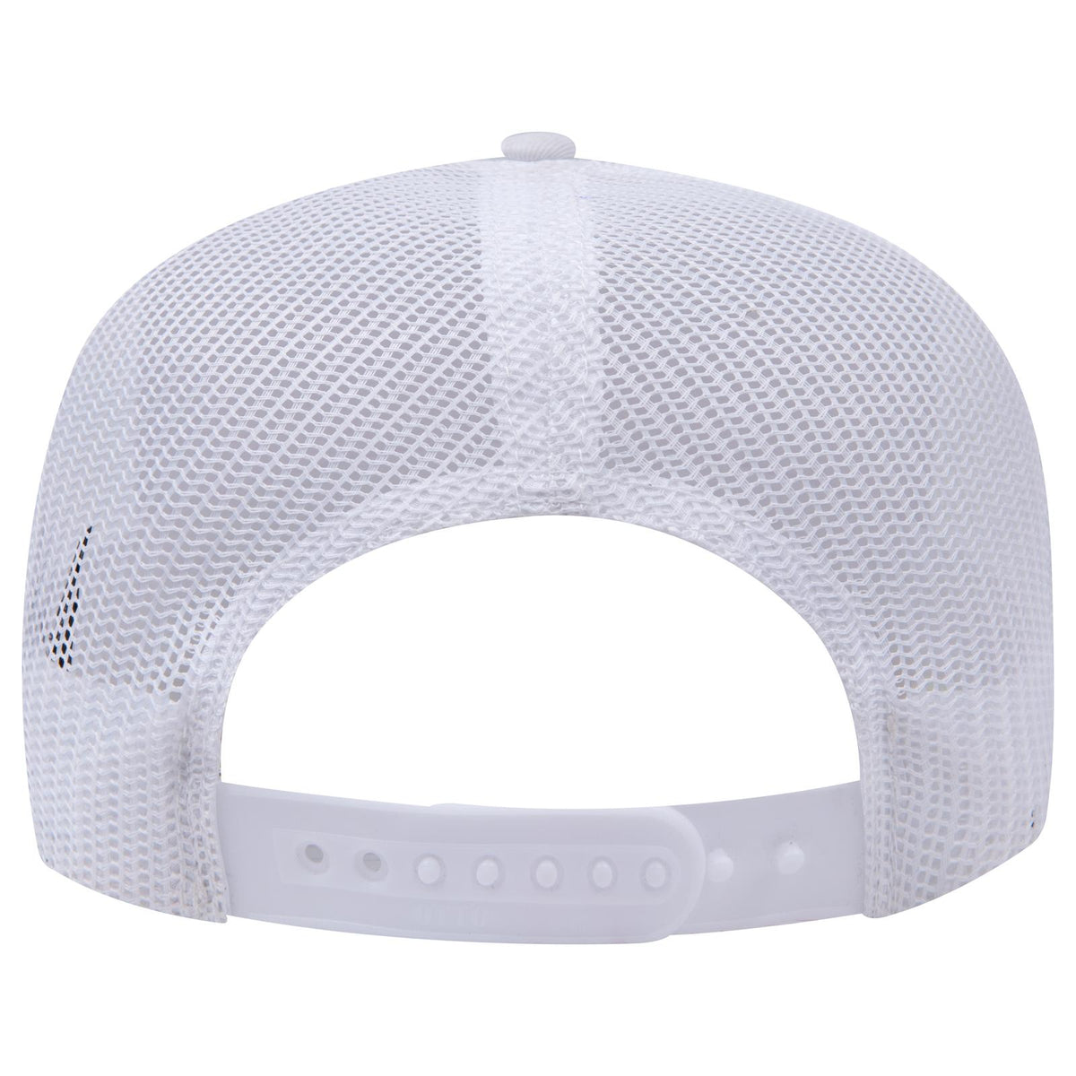 Rear View of 016 - White OTTO CAP 5 Panel Mid Profile Mesh Back Trucker Hat