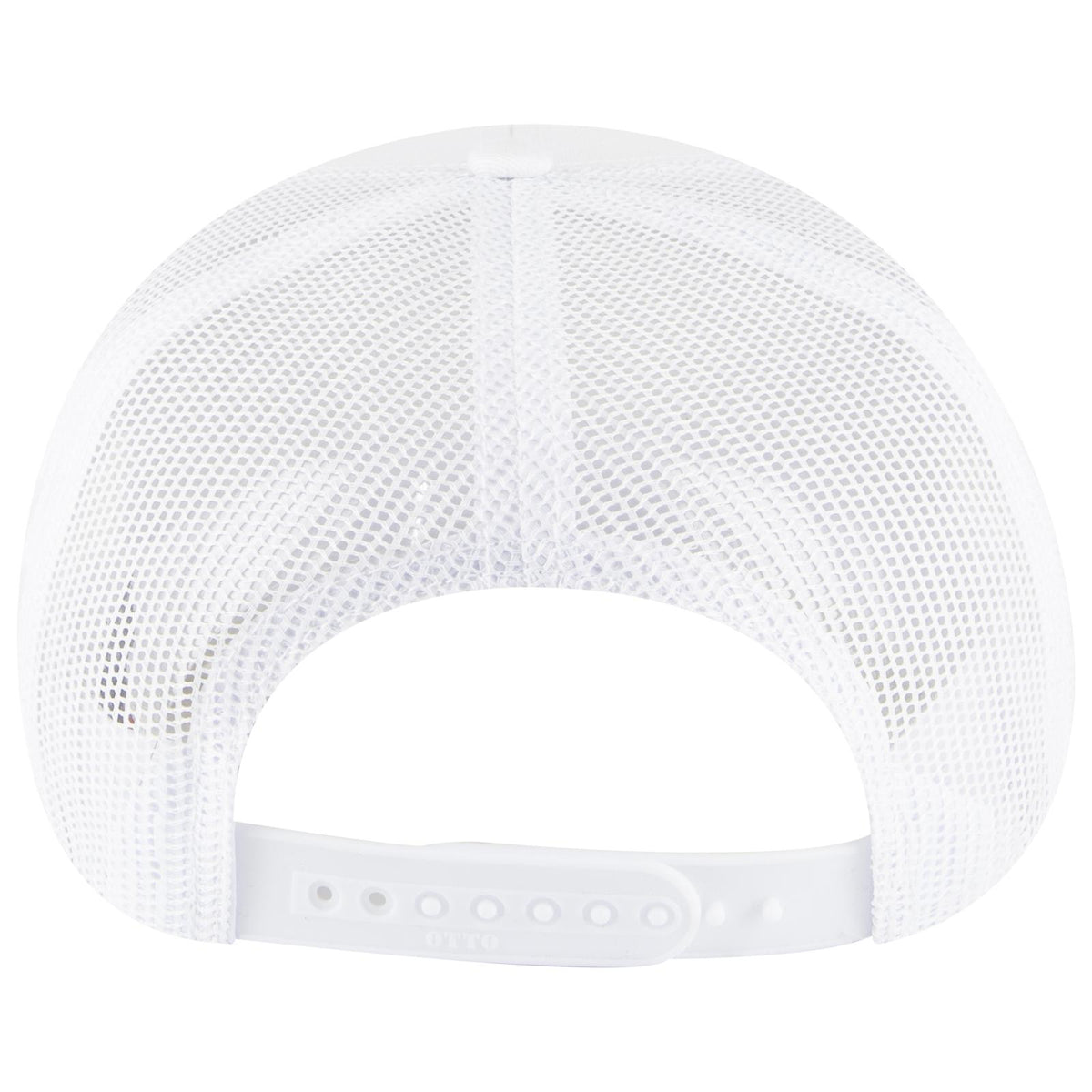 Rear View of 016 - White OTTO CAP 5 Panel Mid Profile Mesh Back Trucker Hat