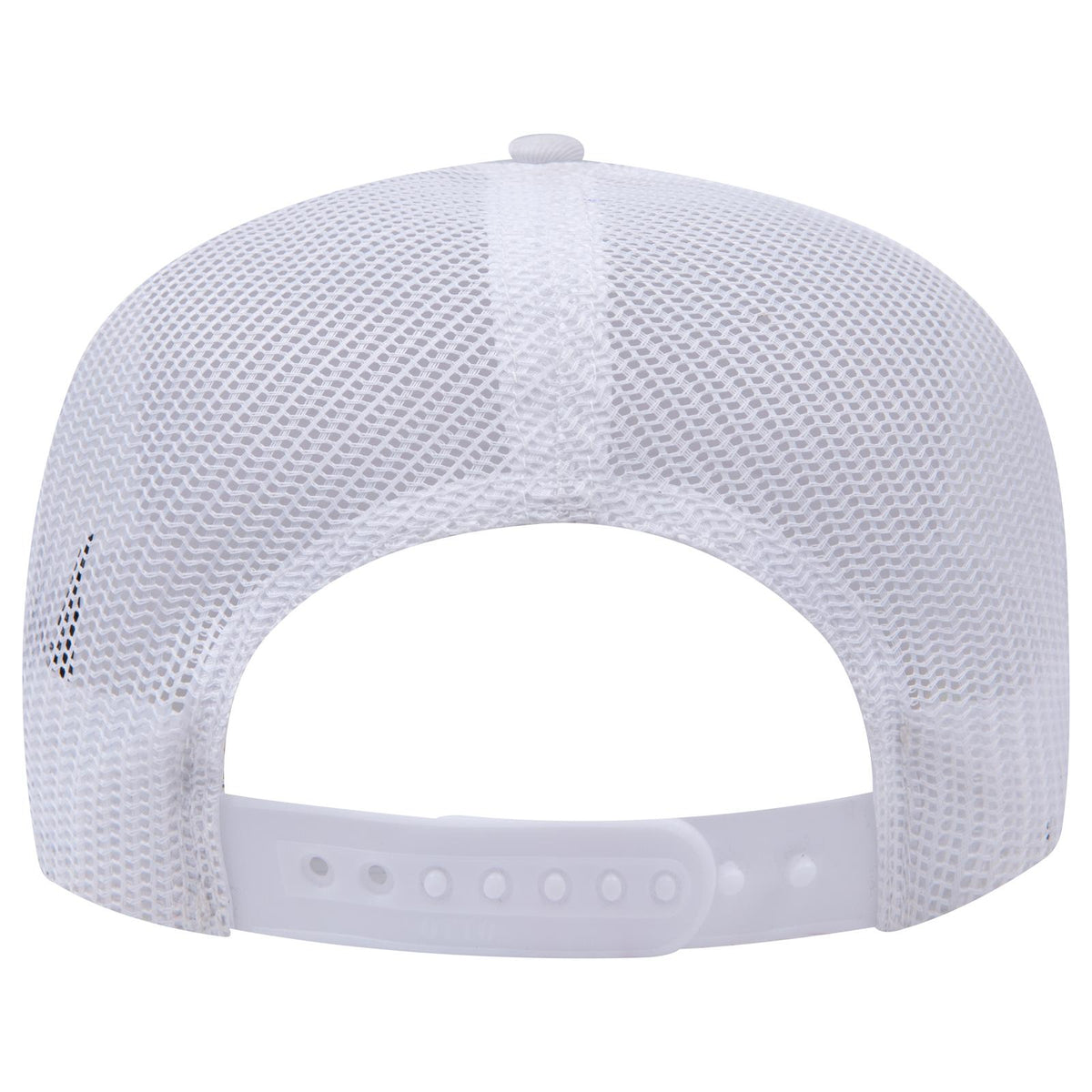Rear View of 016 - White OTTO CAP 5 Panel Mid Profile Mesh Back Trucker Hat