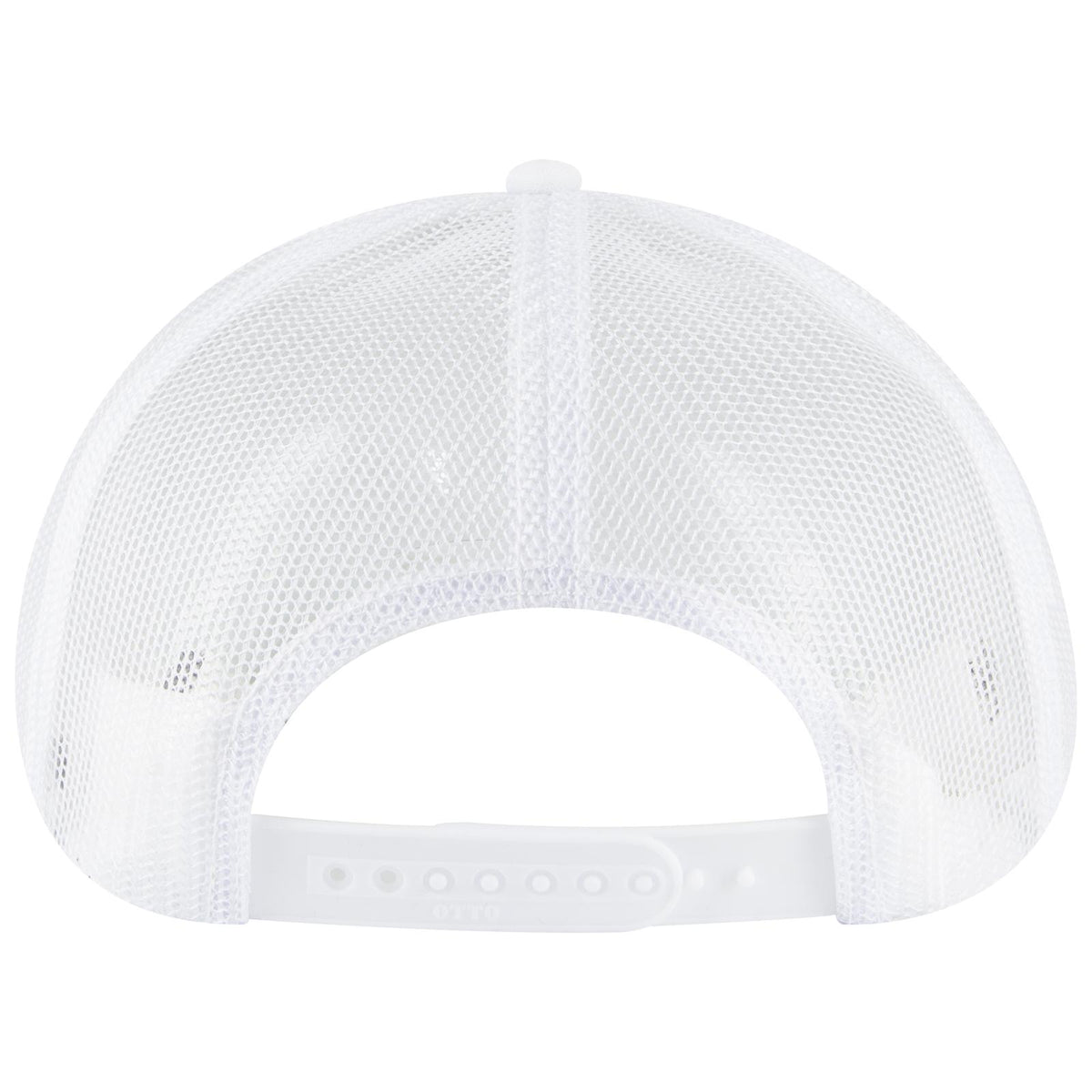 Rear View of 016 - White OTTO CAP 5 Panel Pro Style Mesh Back Trucker Hat