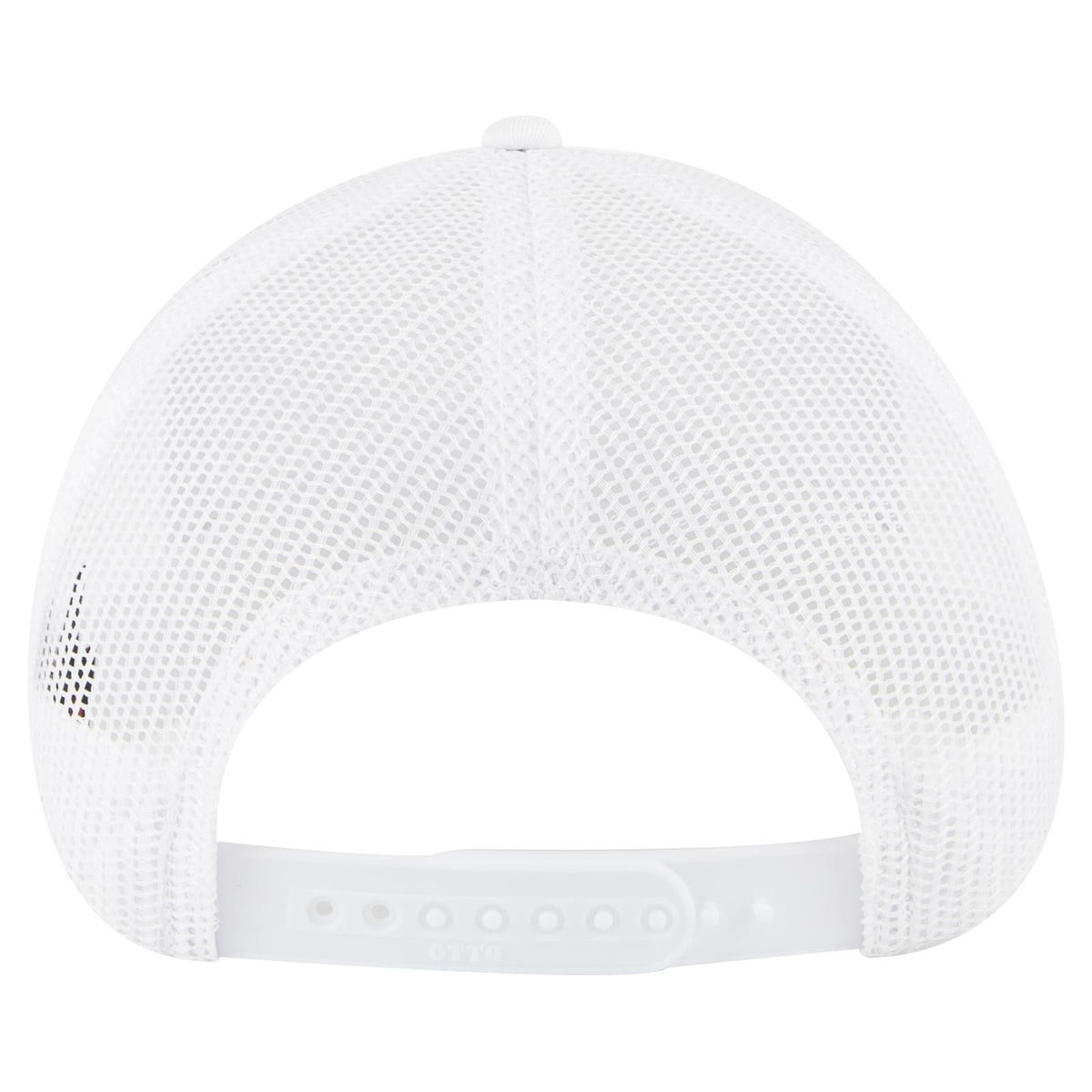 Rear View of 016 - White OTTO CAP 6 Panel Low Profile Mesh Back Trucker Hat