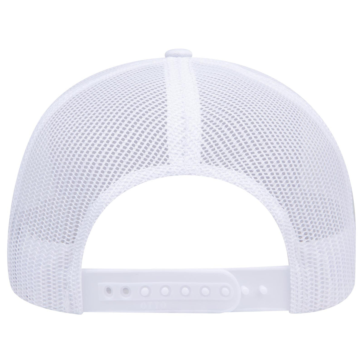 Rear View of 016 - White OTTO CAP 6 Panel Mid Profile Mesh Back Trucker Hat