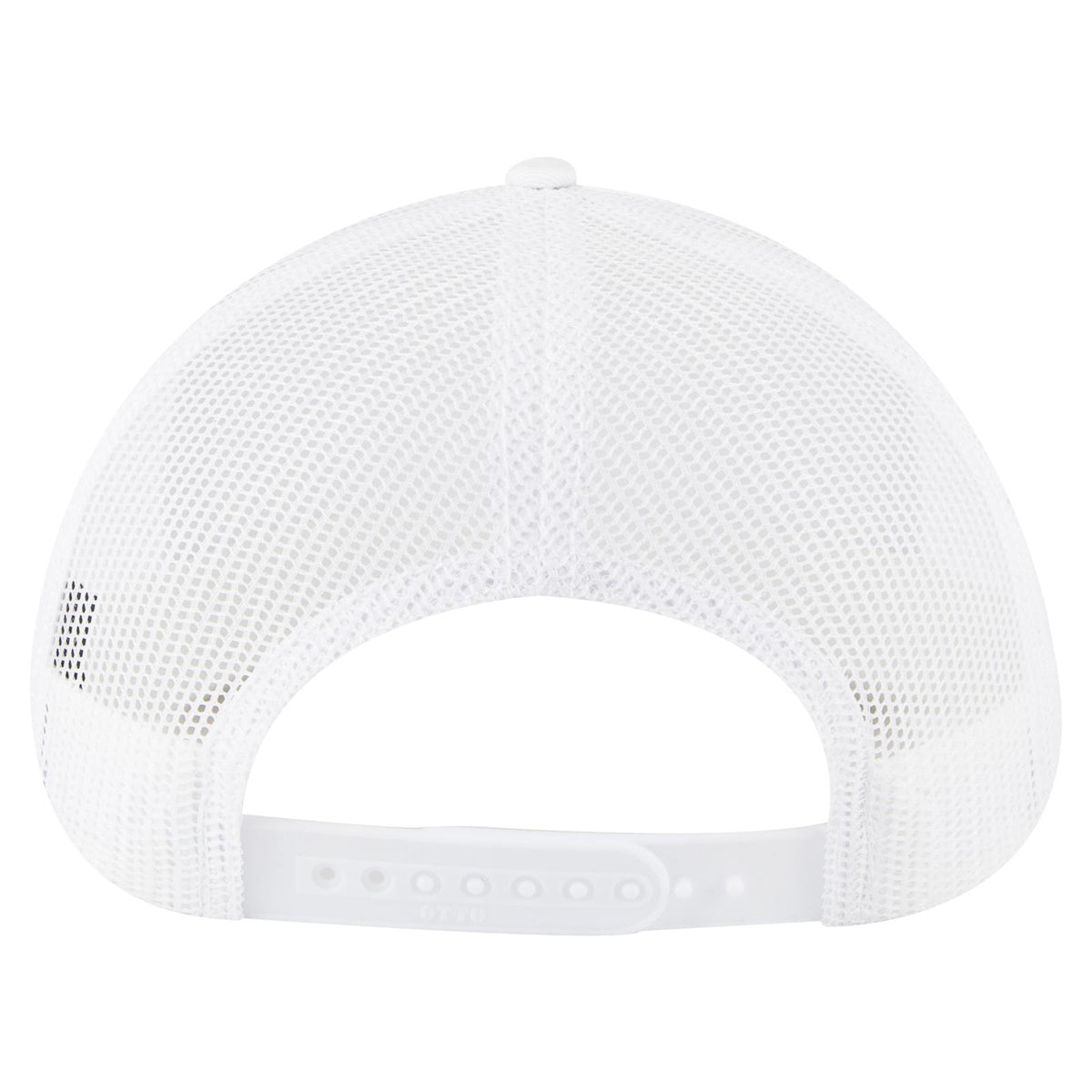 Rear View of 016 - White OTTO CAP 6 Panel Mid Profile Mesh Back Trucker Hat