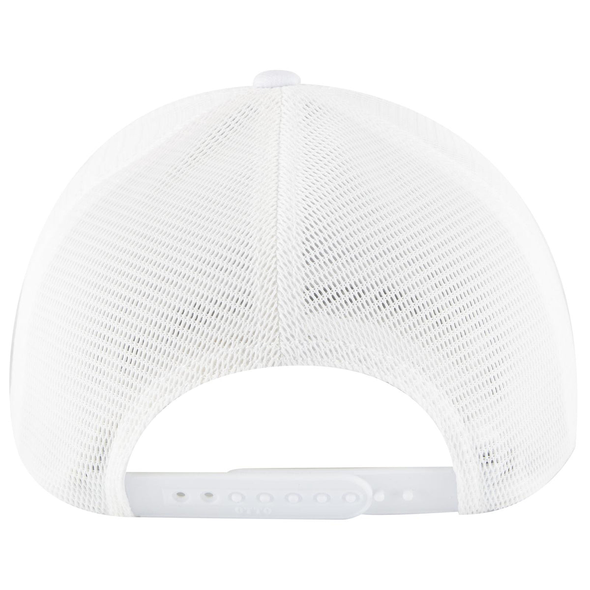 Rear View of 016 - White OTTO CAP "OTTO COMFY FIT" 6 Panel Low Profile Mesh Back Trucker Hat