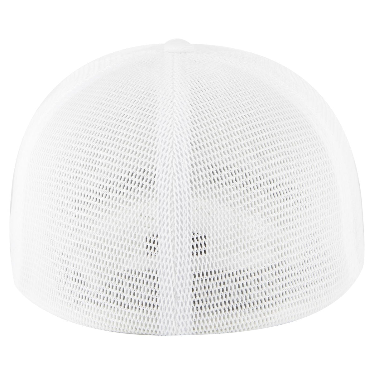 Rear View of 016 - White OTTO CAP "OTTO FLEX" Fitted 6 Panel Low Profile Mesh Back Trucker Hat