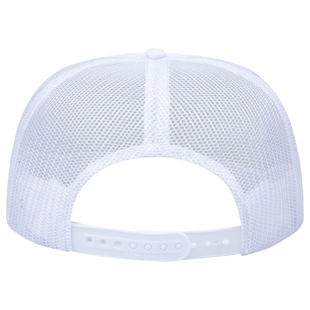 Rear View of 016 - White OTTO CAP "OTTO SNAP" 5 Panel High Crown Mesh Back Trucker Snapback Hat