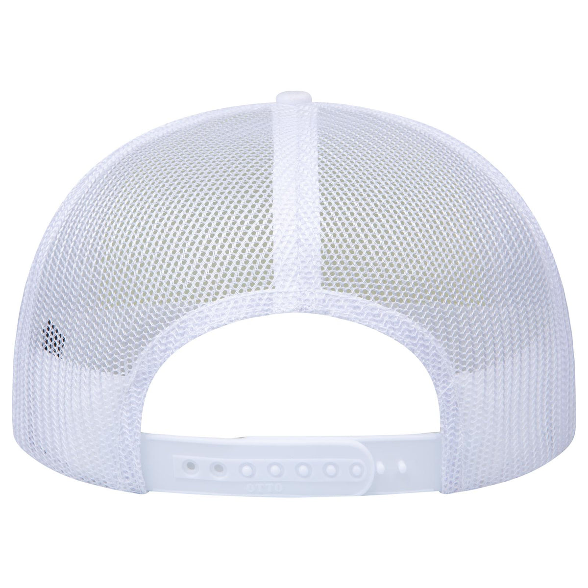 Rear View of 016 - White OTTO CAP "OTTO SNAP" 5 Panel Pro Style Mesh Back Trucker Snapback Hat