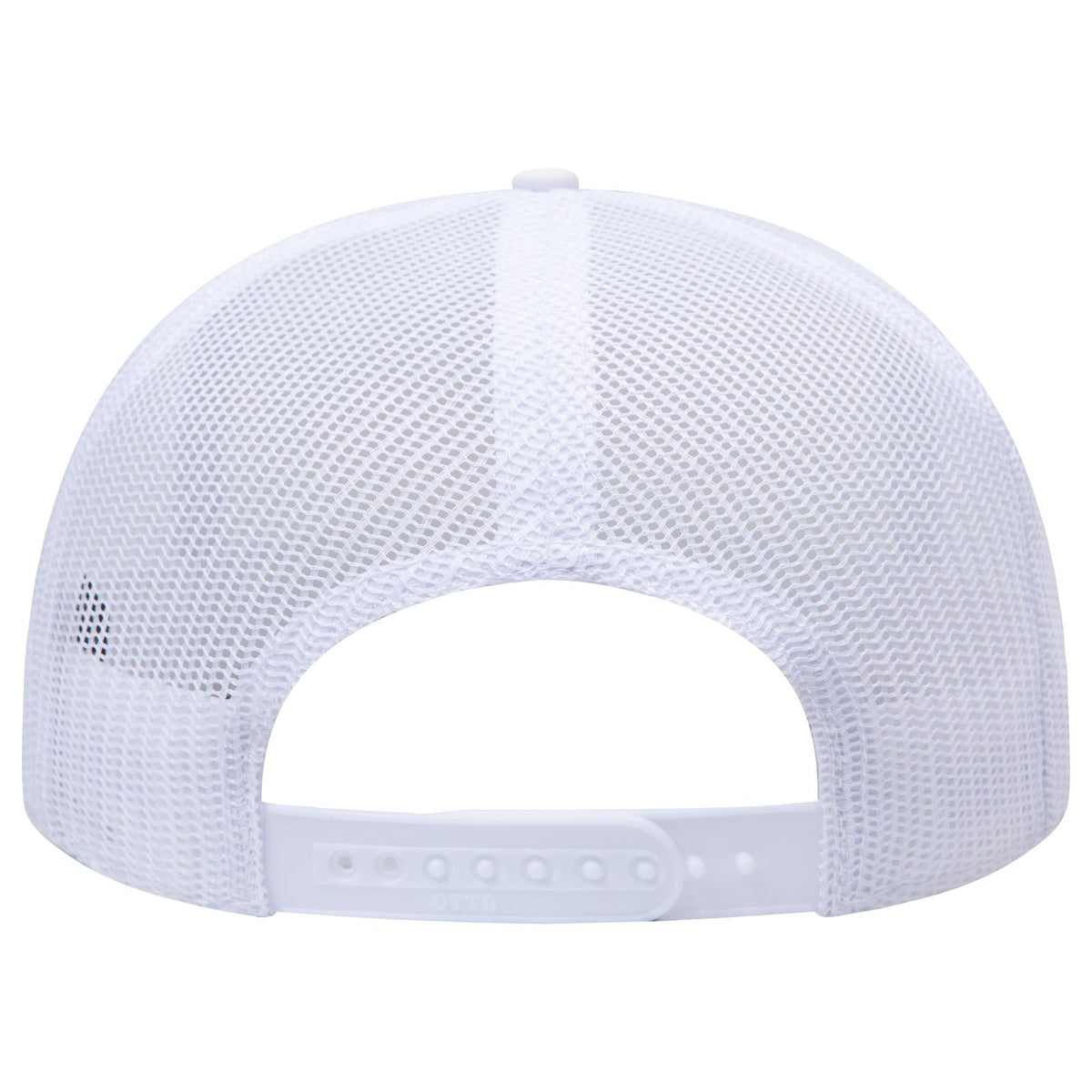 Rear View of 016 - White OTTO CAP "OTTO SNAP" 5 Panel Pro Style Mesh Back Trucker Snapback Hat