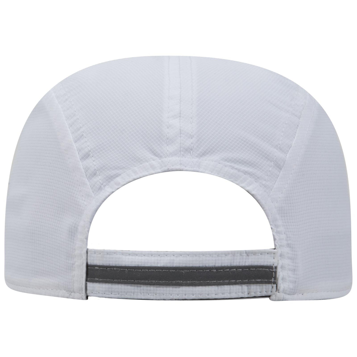 Rear View of 016 - White OTTO CAP Reflective 5 Panel Running Cap