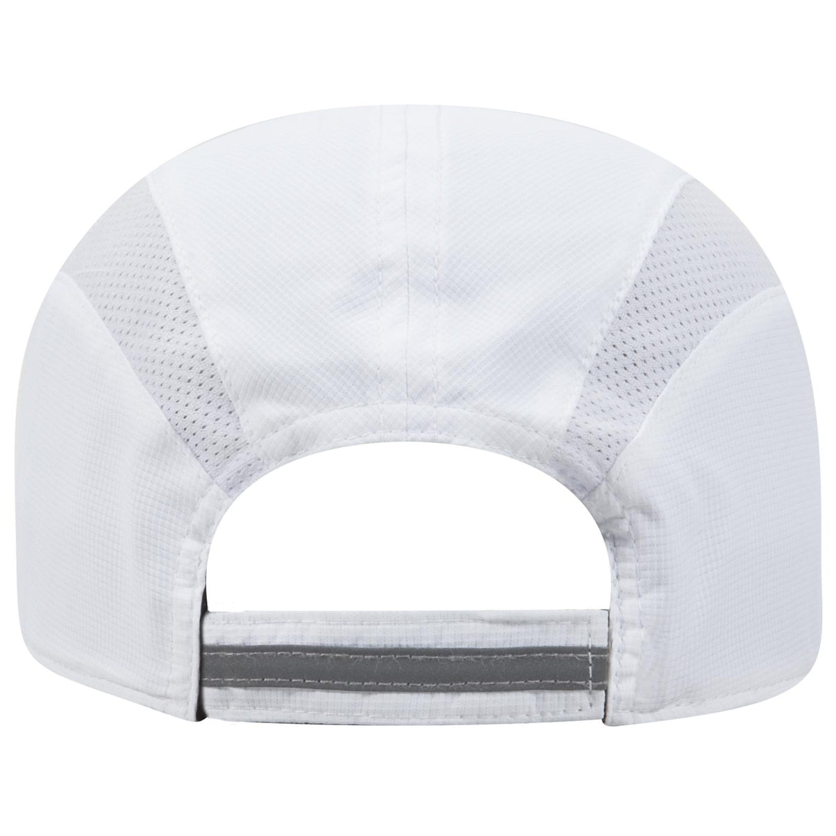 Rear View of 016 - White OTTO CAP Reflective 6 Panel Running Cap