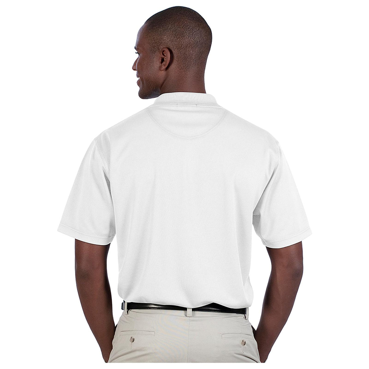 Rear View of 016 - White OTTO Men's Performance Sport Shirt