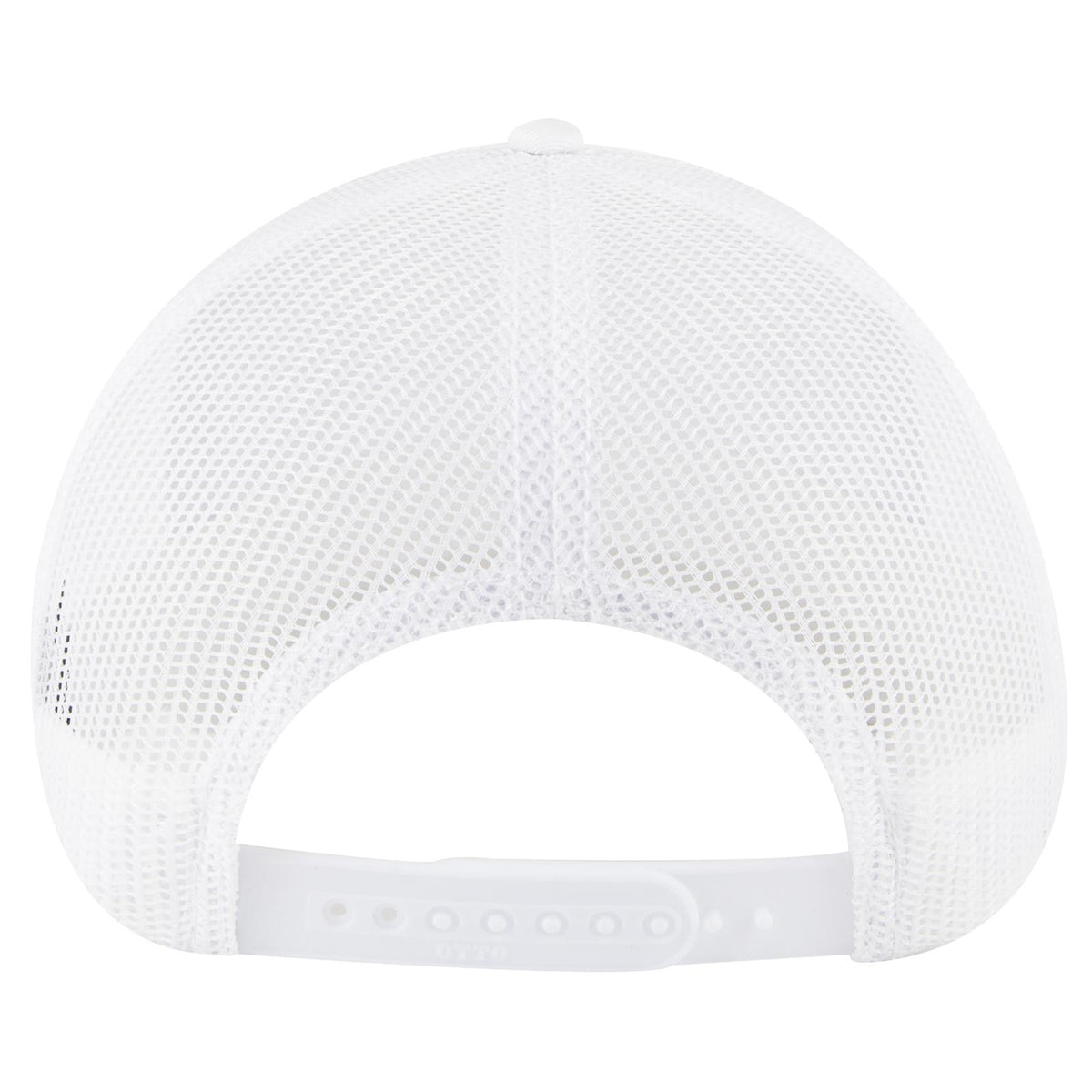 Rear View of 016A - White OTTO CAP 6 Panel Low Profile Mesh Back Trucker Hat