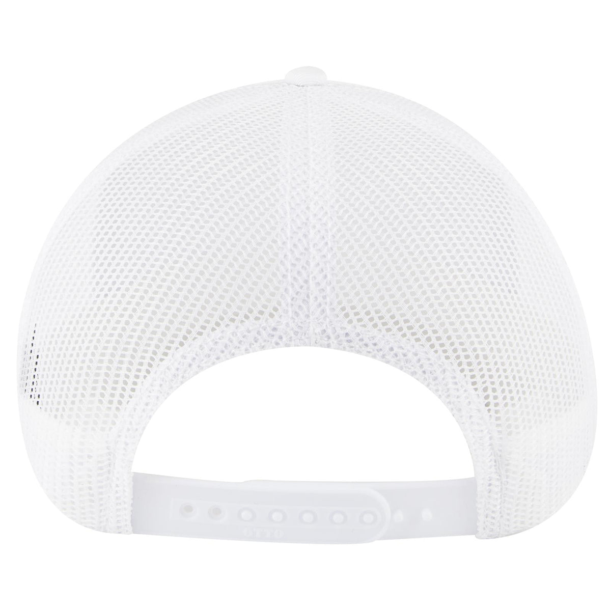 Rear View of 016A - White OTTO CAP 6 Panel Low Profile Mesh Back Trucker Hat