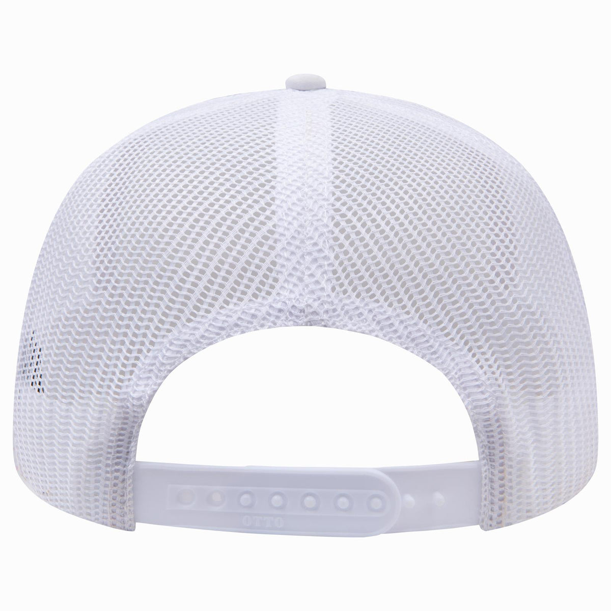 Rear View of 016B - Wht OTTO CAP 6 Panel Low Profile Mesh Back Trucker Hat