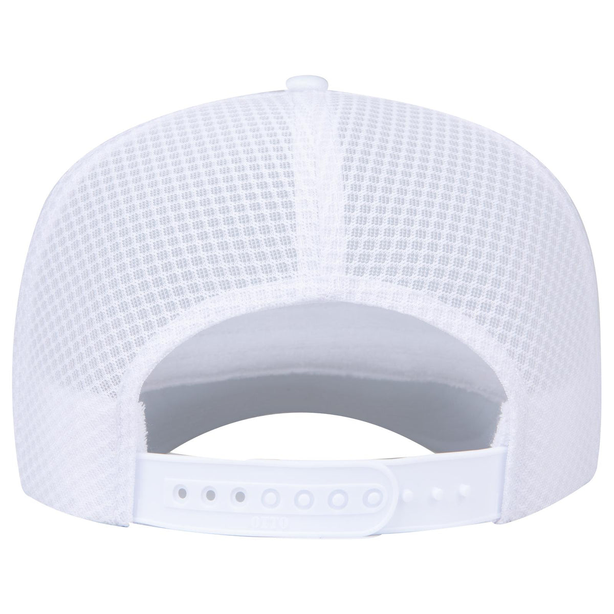 Rear View of 016C - White OTTO CAP 5 Panel High Crown Air Mesh Back Trucker Hat