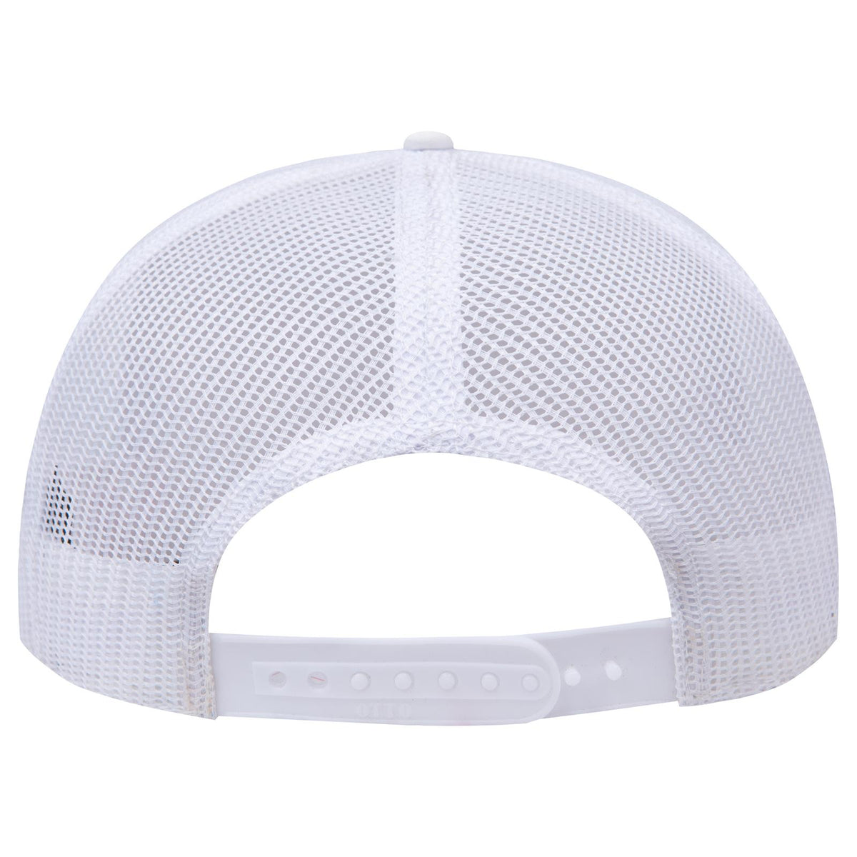 Rear View of 016C - White OTTO CAP "OTTO SNAP" 6 Panel Pro Style Mesh Back Trucker Snapback Hat