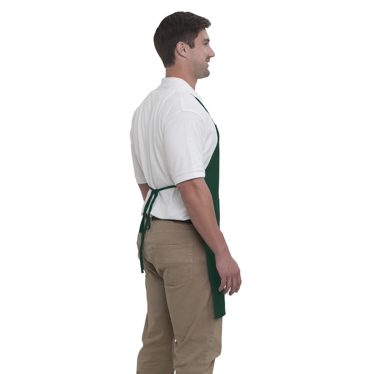 Rear View of 017 - Dk. Green OTTO 2 Pocket Full Length Adjustable Bib Apron
