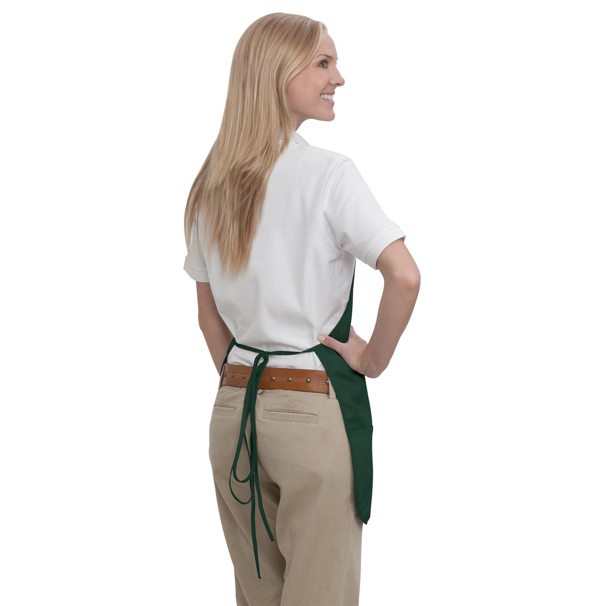 Rear View of 017 - Dk. Green OTTO 2 Pocket Medium Bib Apron