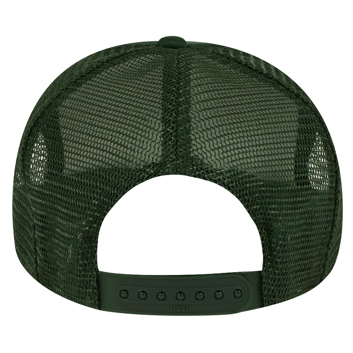 Rear View of 017 - Dk. Green OTTO CAP 5 Panel High Crown Mesh Back Trucker Hat