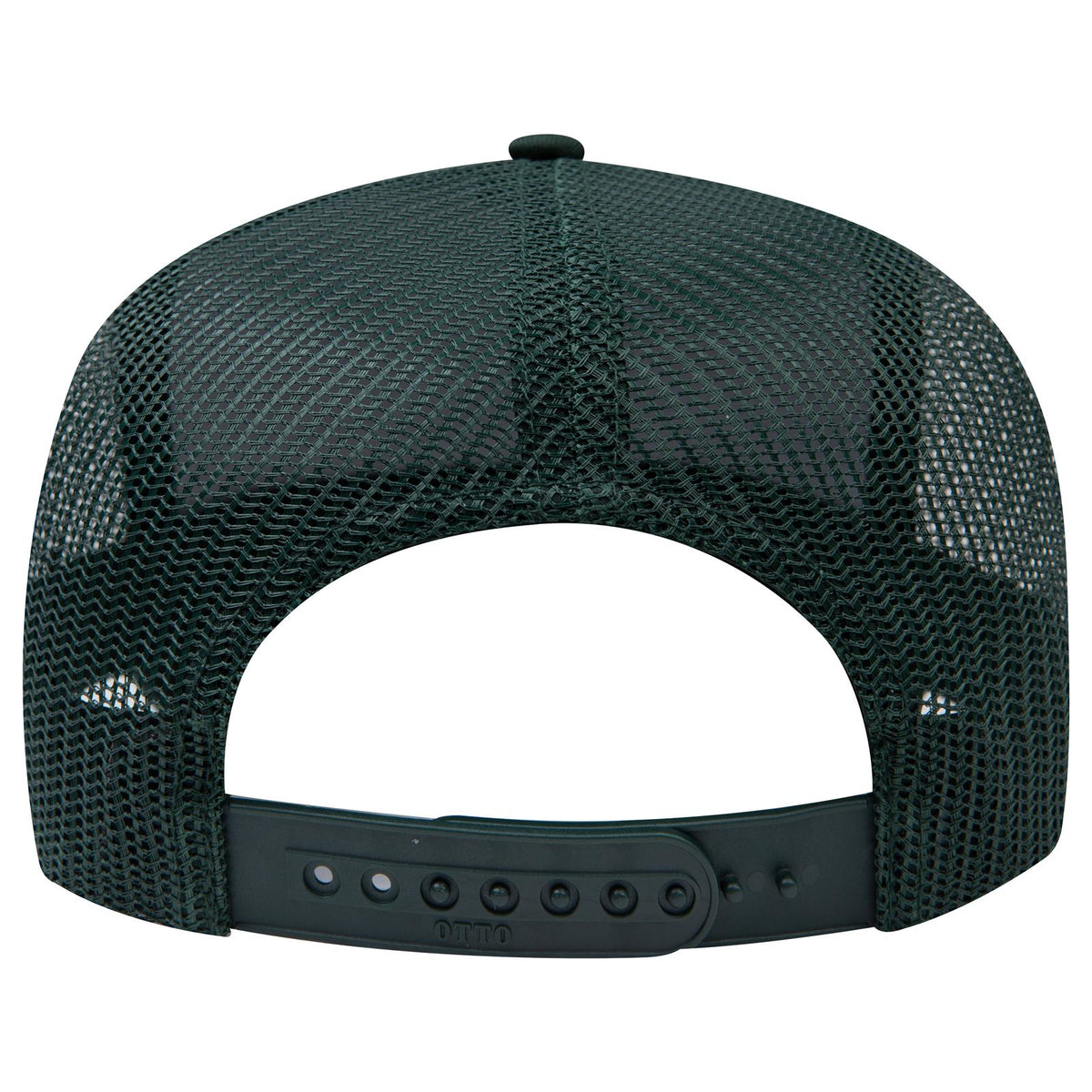 Rear View of 017 - Dk. Green OTTO CAP 5 Panel Mid Profile Mesh Back Trucker Hat