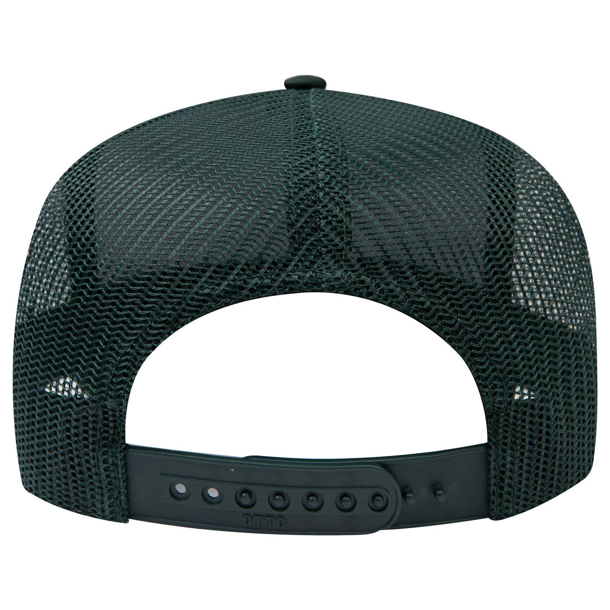 Rear View of 017 - Dk. Green OTTO CAP 5 Panel Mid Profile Mesh Back Trucker Hat