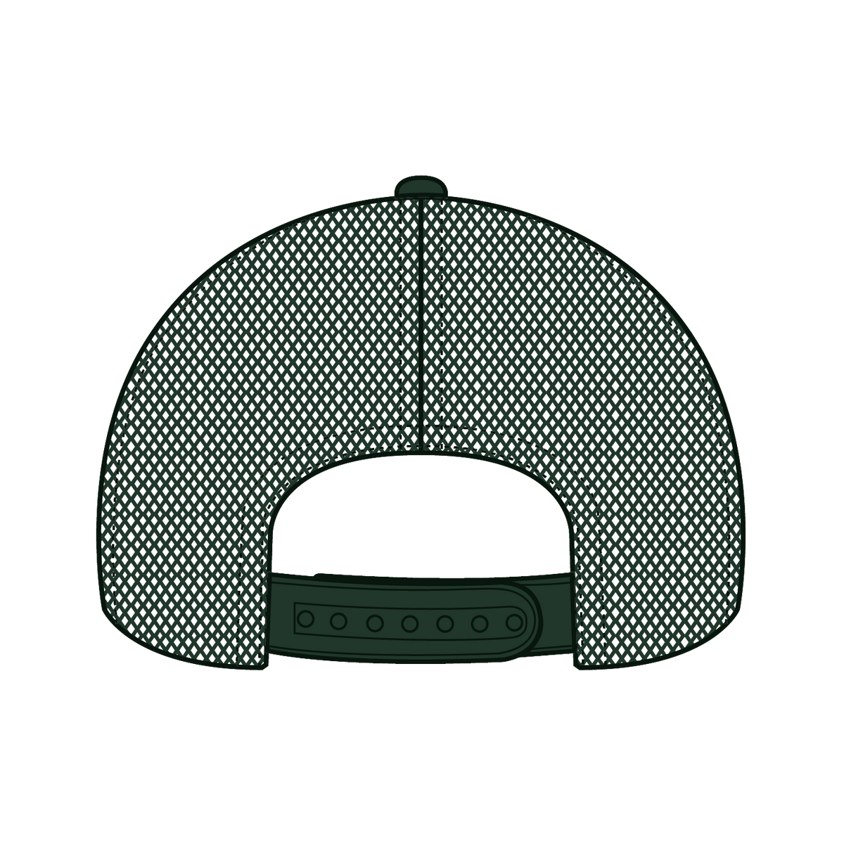 Rear View of 017 - Dk. Green OTTO CAP 6 Panel Low Profile Mesh Back Trucker Hat