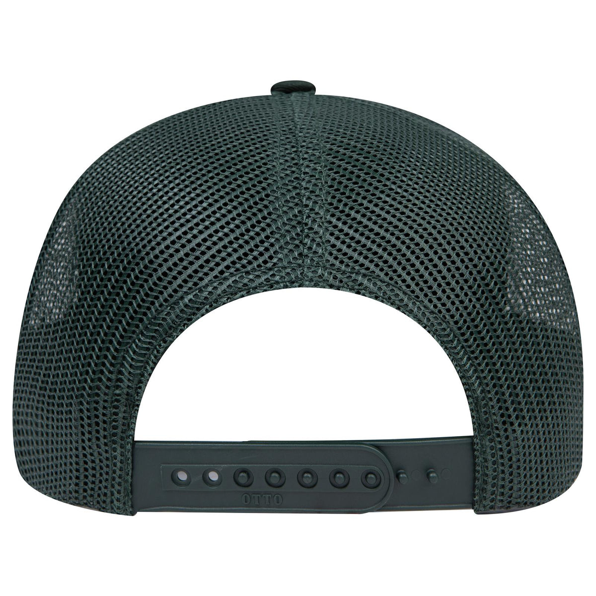 Rear View of 017 - Dk. Green OTTO CAP 6 Panel Mid Profile Mesh Back Trucker Hat