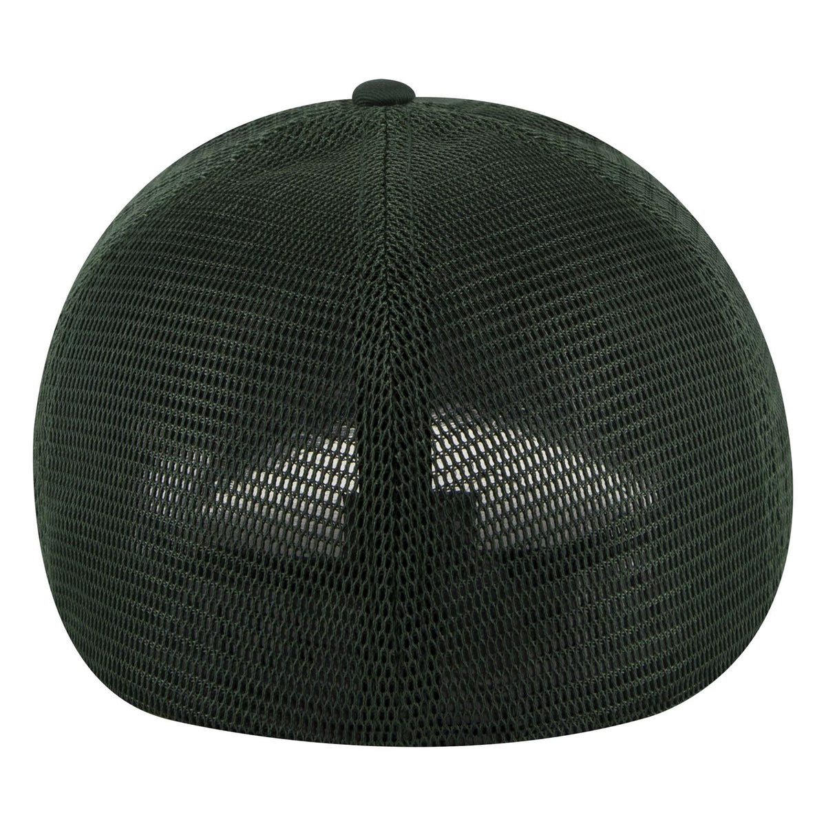 Rear View of 017 - Dk. Green OTTO CAP "OTTO FLEX" Fitted 6 Panel Low Profile Mesh Back Trucker Hat