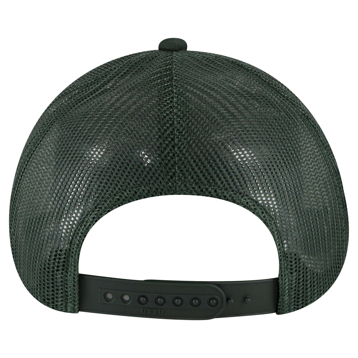 Rear View of 017A - Dk. Green OTTO CAP 6 Panel Low Profile Mesh Back Trucker Hat