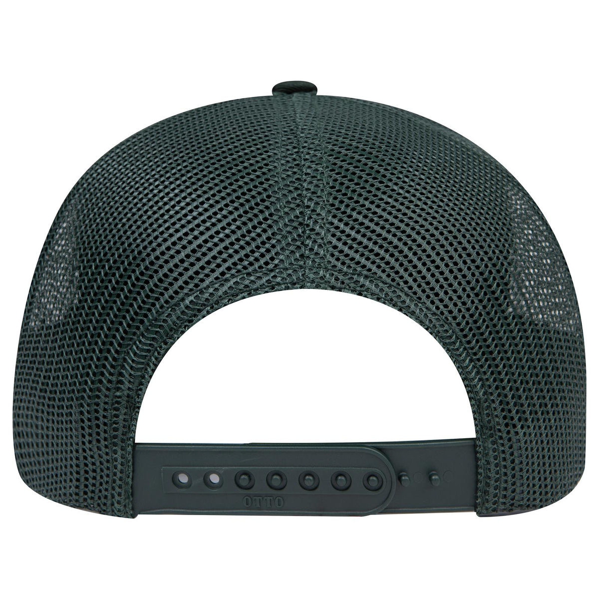 Rear View of 017A - Dk. Green OTTO CAP 6 Panel Mid Profile Mesh Back Trucker Hat