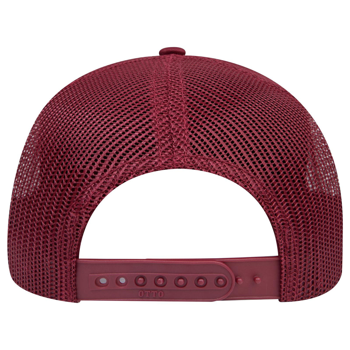 Rear View of 019 - Burg. Marn OTTO CAP 6 Panel Mid Profile Mesh Back Trucker Hat