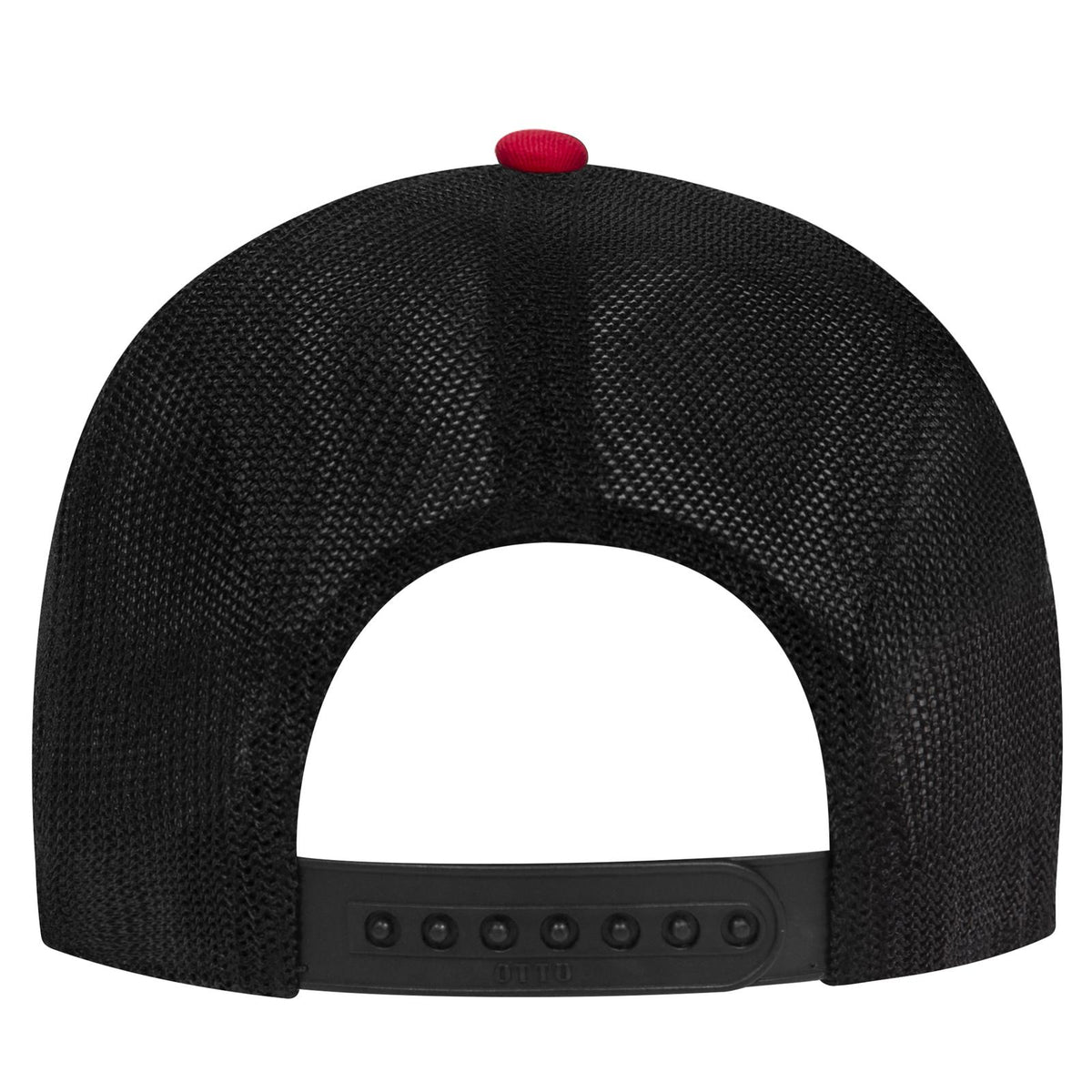 Rear View of 020203 - Red/Red/Blk OTTO CAP "OTTO COMFY FIT" 6 Panel Low Profile Mesh Back Trucker Hat