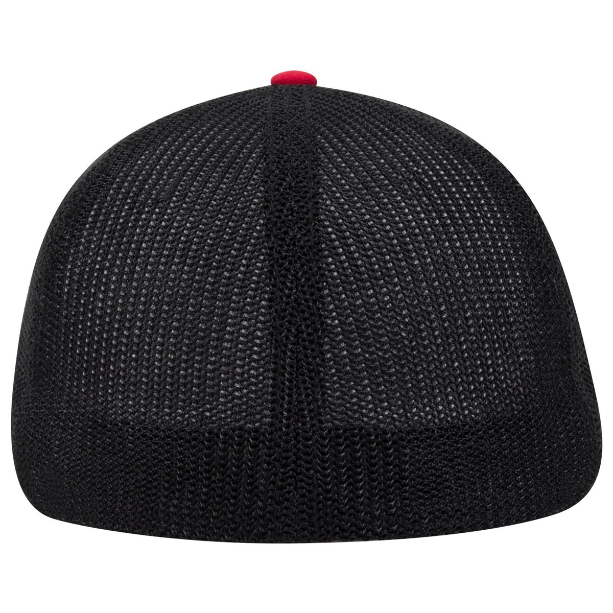 Rear View of 020203 - Red/Red/Blk OTTO CAP "OTTO FLEX" Fitted 6 Panel Low Profile Mesh Back Trucker Hat