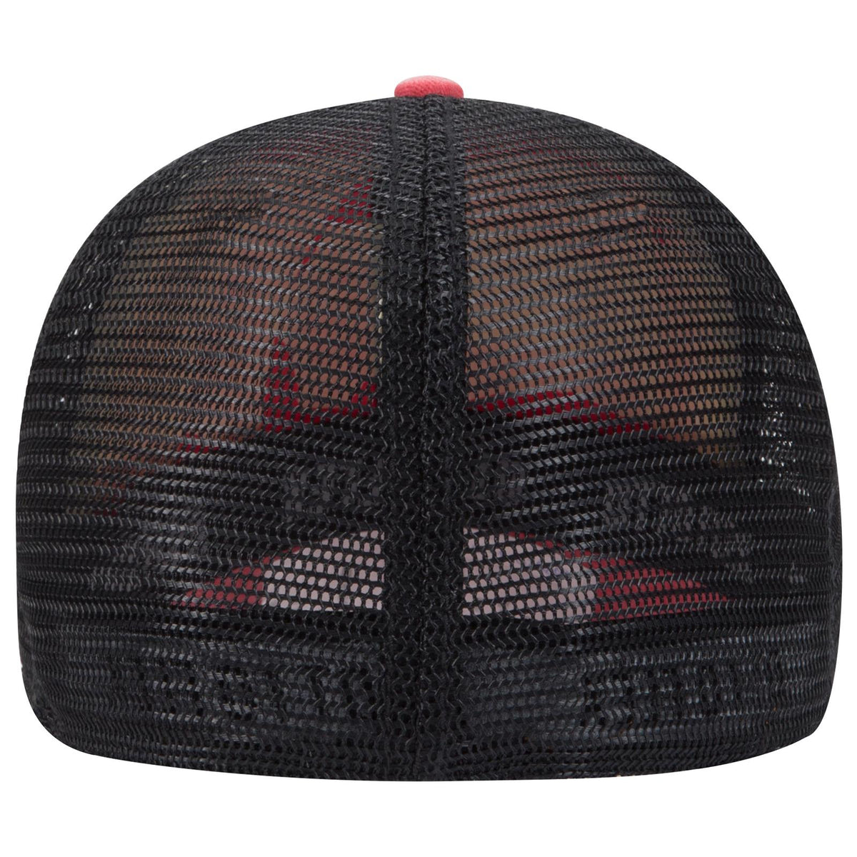 Rear View of 020203 - Red/Red/Blk OTTO CAP "OTTO FLEX" Fitted 6 Panel Low Profile Mesh Back Trucker Hat